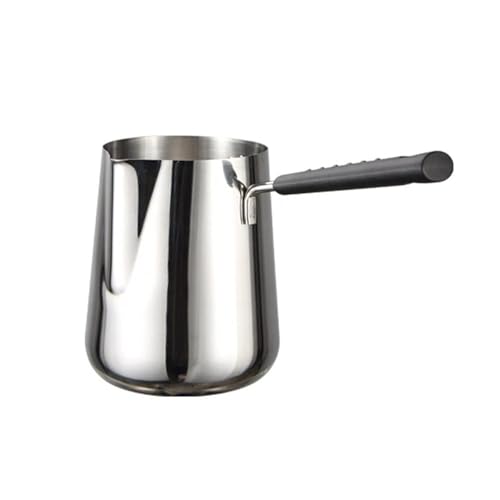 Sartén de calentamiento de leche, acero inoxidable, sartén de leche con báscula y mantequilla, tanque de espuma de leche con mango extendido 600/1000 ml