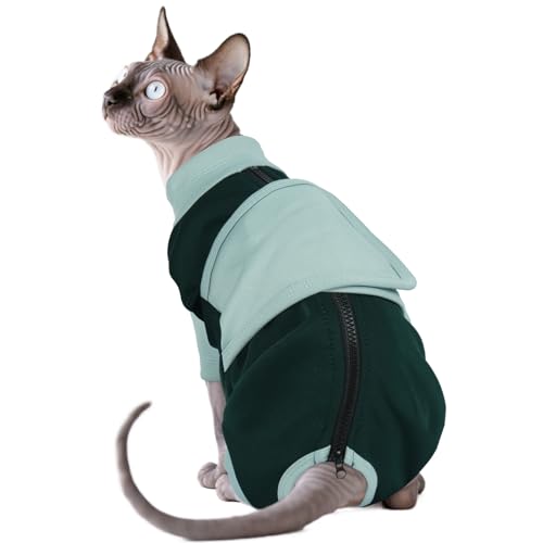 OUOBOB Beruhigungsgeschirr für Katzen, Anti-Stress Weste mit Reißverschluss, Angsthemd für Katzen bei Feuerwerk & Reisen, Blau M
