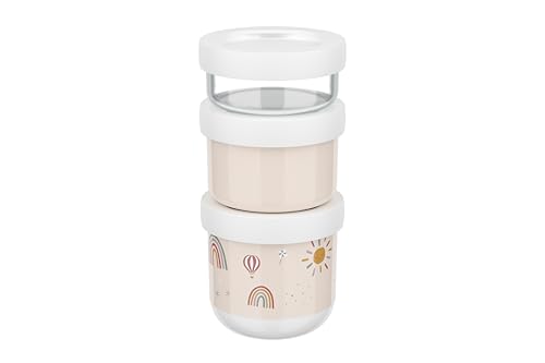 Mepal - Snackbox stapelbar 3-teilig Mio - Stapeln nach Bedarf - Mikrowellen- und Gefrierfachgeeignet - Auslaufsicher - Spülmaschinengeeignet - 100 + 175 + 275 ml - Sunshine & Rainbow