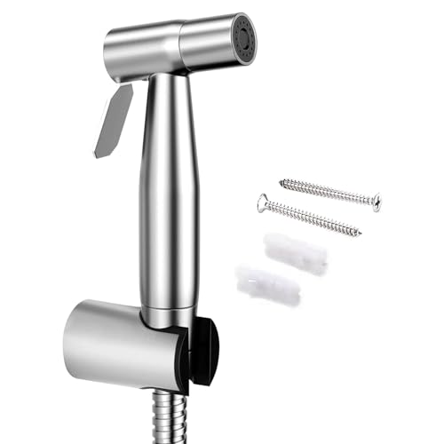 Image of Pixaflo Stainless Steel Health Faucet Set for Bathroom | Heavy Duty Jet Spray with 1.5 Meter Flexible Shower Hose & Wall Hook | Leak Resistant Toilet Spray Gun | Brushed Steel Finish