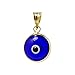 Pendentif en forme de breloque avec mauvais œil en verre rond en argent sterling 925 plaqué or 10 mm - 9 couleurs disponibles (Bleu Transparent)
