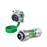 Homeponnew DH-24 Glasfaser-Steckverbinder, LC Single-Mode-Dual-Core-Signalstecker mit IP68-Bewertung für industrielle Internetgeräte, Metallgehäuse, 10 Gbit/s Übertragung, Grün C