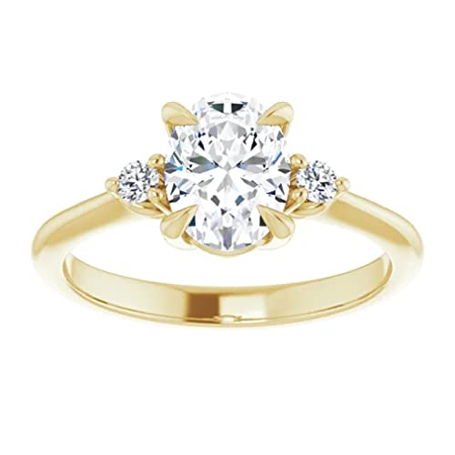 18K Solid Yellow Gold Handmade Engagement Ring 1.0 CT Oval Cut Moissanite Diamond Solitaire Wedding/Bridal Ring Set for Womens/Her Propose Rings2