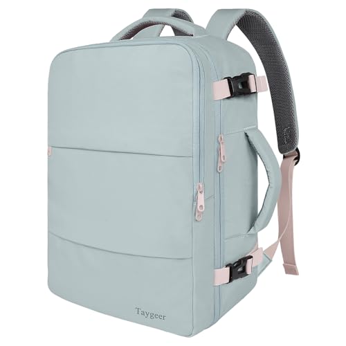 Image of Taygeer Carry On Backpack for Women, TSA Approved Personal Item Backpack | Cute Daypack with 17.3 inch Laptop Compartment for Hiking Outdoor, Underseat Travel Bag with Multiple Pockets, Powder Blue