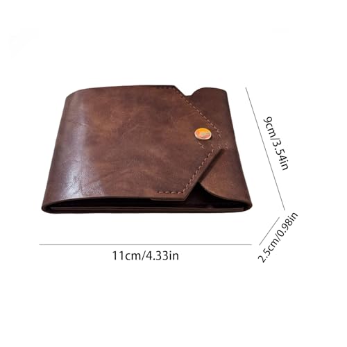 Solid Color Multifunctional Compact Wallet, PU Leather ID Card Clip Case with Built-in Pen Slot, Portable Wallet for Father's Day, Graduation Gift and Daily Use. Complimentary fountain pen2