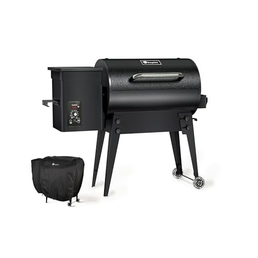 KingChii Portable Electric Wood Pellet Grill & Smoker with Foldable Legs, 456 SQ.IN Grill Capacity, with PID Temperature Control (180-425°F) for Backyard Camping Bake and Roast, Black with Cover