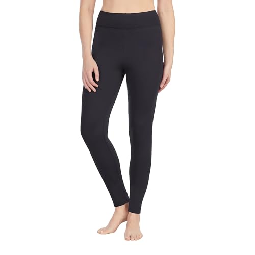 Cuddl Duds Women's Climate Right Plush Warmth Base Layer Leggings Pants -Warmest (Black) (US, Alpha, Medium, Regular, Regular, Black)