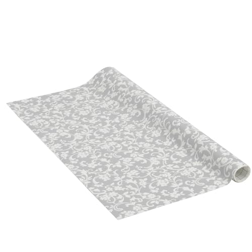 Venilia Lámina adhesiva, Gris cirro Adornos florales, 45cm x 1,5m, Espesor 95μ, Vinilo autoadhesivo para muebles o cocina, decorativas papel pintado pared, PVC sin ftalatos, Fabricado en UE
