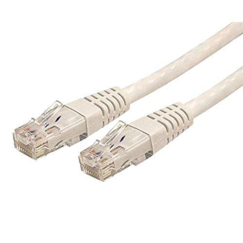 Image of StarTech 4ft CAT6 Ethernet Cable - White CAT 6 Gigabit Ethernet Wire -250Mhz 100W PoE RJ45 UTP Molded Network Patch Cord with Strain Relief (C6PATCH4WH) | 250MHz bandwidth, Gold-plated RJ45, Patch Cable, Ethernet Cord, UTP Molded Network, Strain Relief, 10Gbps speeds