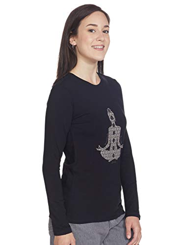Image of Enamor Essentials Full Sleeve Round Neck Slim Fit Stretch Cotton Lounge Tshirt for Womens-E157