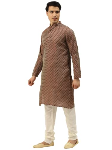 Image of SOJANYA (Since 1958, Men's Silk Blend Grey Kurta Pyjama & Silk Blend Jacket Combo