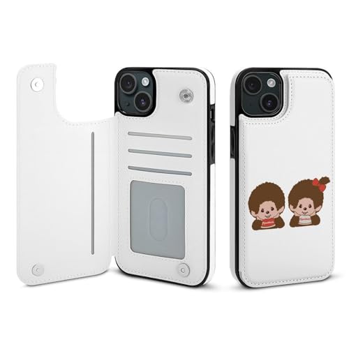 iPhone15Plus用ケース 手帳型 モンチッチ スマホケース 財布型 アイフォン15Plus用ケース おしゃれ 軽量 背面 携帯カバー カード収納 スタンド機能 PUレザー 耐衝撃