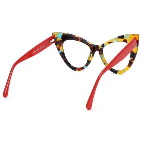 Image of Zeelool Retro Cat Eye Glasses for Women Eyeglasses Frame with Non-prescription Clear Lens ZJGA747707-04 Yellolw