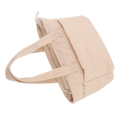 Bnineteenteam W Dół-Nylon Blend Puffy Tote Torba z Lekkim Designem, Organizator Wielu Kombajnika do Podróży, Regulowany Pasek na ramię na Weekendowy Wypad (Beżowy)