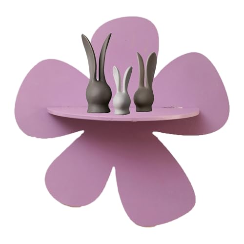 Ghjkldha Étagère murale flottante en bois en forme de fleur, 30 x 29 cm, design amusant pour le salon, idéale pour la chambre à coucher, la décoration d'intérieur,...
