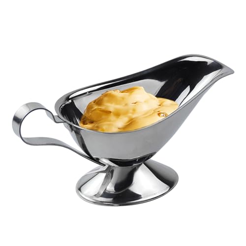 Teksome Tazón de Salsa,Salsera de Acero Inoxidable de 10 onzas con asa - Plato para Servir Salsa para Asar, aderezos para ensaladas, Crema, Caldo, Pimienta Negra, hogar y Cocina