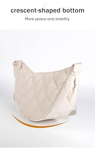 Image of Crossbody Bag Hobo Crescent Bag with Mesh Storage, Women Men Shoulder Purse Dumpling Bag Adjustable Strap (Z-beige)