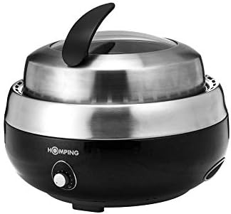 Homping Grill. Parrilla de barbacoa a carbón portable. Produce menos humo. Tiene ventilador eléctrico para el control del aire y el calor. Parrilla