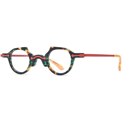 Image of HEPIDEM Acetate Glasses Frame Alloy Temple Men Small Retro Round Eyeglasses Women Optical Spectacles