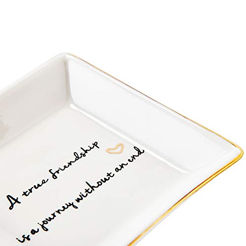 Home Smile Friends Gifts For Her Ring Trinket Dish Jewerly Tray-A True Friendship Is A Journey Without An End-Birthday Gifts For Friends Female #TOP3