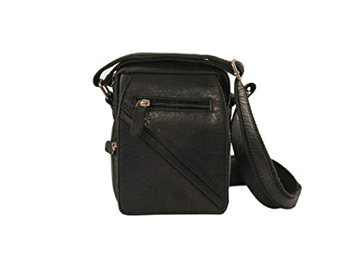 Morgado Leather Bolso bandolera pequeño hombre  piel vacuno engrasado.: Color negro