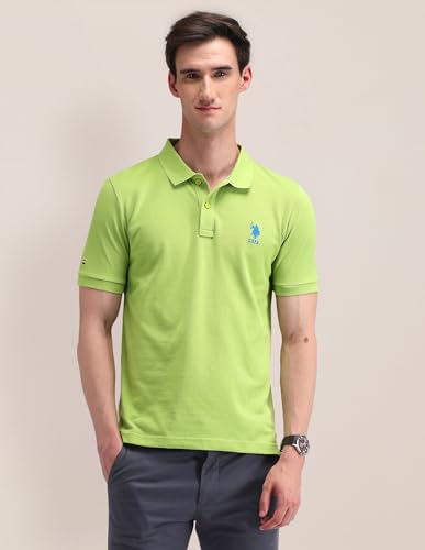 Image of U.S. Polo Assn. Men's Solid Polo Collar Half Sleeve Casual Cotton Slim Fit T-Shirts