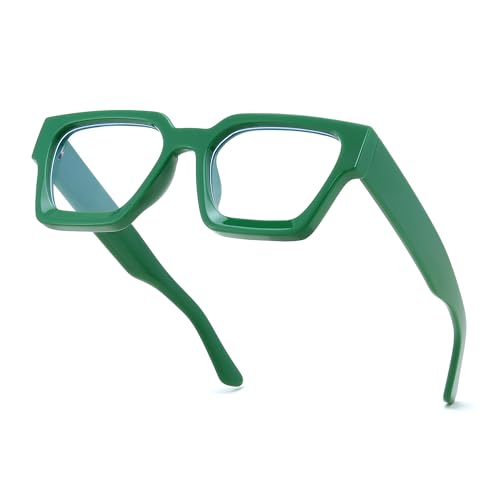 Image of FEISEDY Retro Blue Light Blocking Glasses for Women Men 90s Classic Rectangle Frame Thick Chic Computer Eyeglasses B2383R