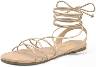 DREAM PAIRS Lace-up Gladiator Sandals Strappy Dressy Summer Flat ...