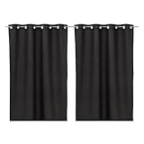LOLAhome Set de 2 Cortinas confeccionadas Lisas Negras de loneta de 140x260 cm