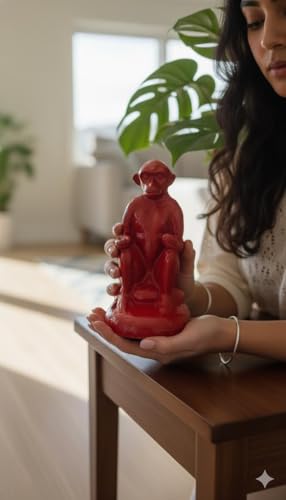 Monkey - Hanuman Statue for Home Decor Astrological and lal kitab Remedy Vastu and Feng Shui for Wealth and Good Luck for Home Office Kids showpiece. Combo Set of 2 Red - 16/12 CM. (model6)