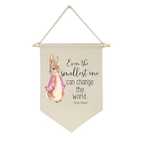 Girls Gifts-Even the Smallest One Can Change the World -Canvas Hanging Flag Banner Wall Sign Decor Gifts for Baby Kids Girls Nursery Teen Room Front Door