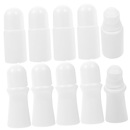 Mipcase 10 piezas Unidades Botellas Rodillo Vacías PE para Aceites Esenciales y Perfume Recargable Diseño Cilíndrico y Plano Sellado Fugas Aromaterapia y Cuidado Personal