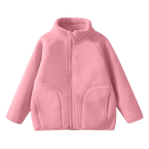 Youth Solid Full-Zip Polar Fleece Jacket for Boy Girl Fuzzy Fleece Sweatshirt Kids Sherpa Lining Outerwear Soft Winter Coat