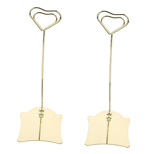 GANAZONO 2pc Love Meal Card Clip Memo Holder Wedding Supplies Table Number Stand Stainless Steel Photo Holder for Hotel Restaurant