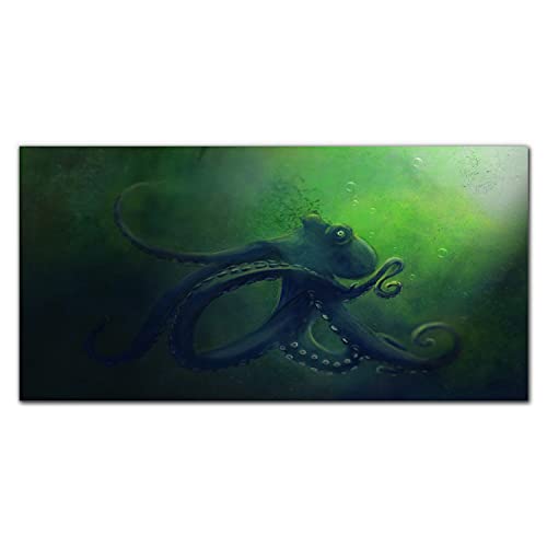 Tableau en verre 100x50cm avec impression de poissons colorés pour décoration murale moderne