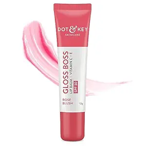 Dot & Key Rose Blush Tinted Lip Balm with SPF 30 | Lightweight & Non Sticky | Lip Balm for Women for Soft Smooth & Sun Protected Lips | Fades Lip Pigmentation | Deeply Moisturizes & Controls Lip Tan | 12gm