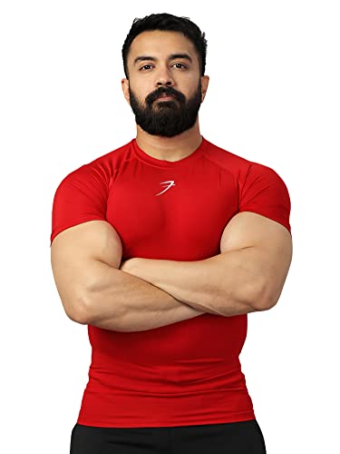 Image of FUAARK Men's Half Sleeve Compression T-Shirt - Athletic Base Layer for Fitness