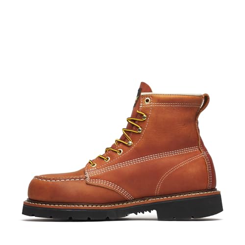 Image of Thorogood American Heritage 6 inch Steel Safety Moc Toe Work Boot for Men, Durable Leather, Slip-Resistant Outsole, ASTM Rated