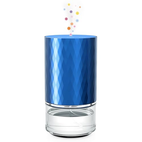 Airversa Waterless Diffuser for Essential Oil 𝟭𝟬𝟬𝗺𝗹 Capacity Battery Operated Aromatherapy Nebulizer Mini Scent Air Machine 1/2/3H/Continous 3 Mist Level 3 Lighting Effects(Scenta Shine Blue)