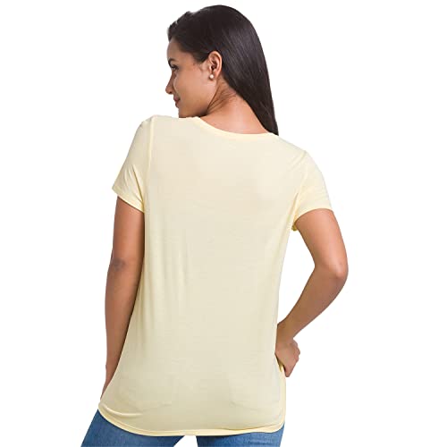 Image of Spykar Women's Cotton Printed Slim Fit T-Shirt