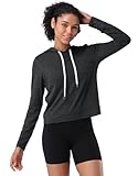 Pioneer Camp Women's Lightweight Hoodies Pullover Thin Soft Gym Hooded Sweatshirt Workout Athletic Running Yoga Casual Tops Heather-black