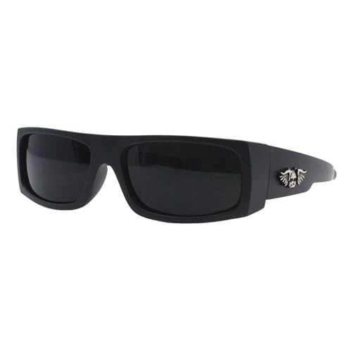 PASTL Men's Sunglasses Rectangular Biker Fashion Shades Winged Skull UV400