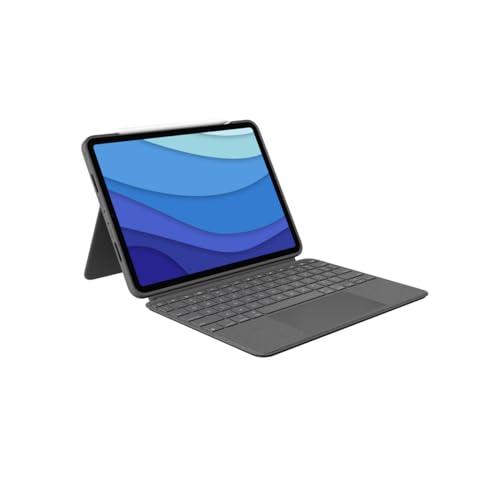 Logitech Combo Touch iPad Pro 11" (1ère, 2e, 3e et 4e génération – 2018, 2020, 2021, 2022) Étui avec Clavier et Crayon numérique (2018 et Versions ultérieures), QWERTY pannordique, Gris
