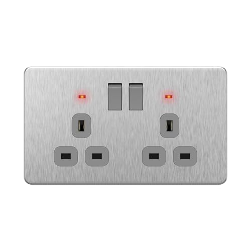 Prise à 2 interrupteurs 13 A thermoplastique avec indicateurs LED