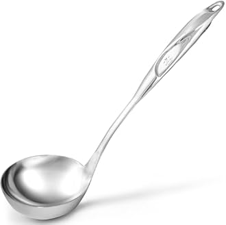 Zulay Kitchen Stainless Steel Soup Ladle - 13” Large Ladle for Soups, Stews & Sauces - Durable, Heat-Resistant, Rust-Proof & Dishwasher Safe Kitchen Utensil with Ergonomic Handle