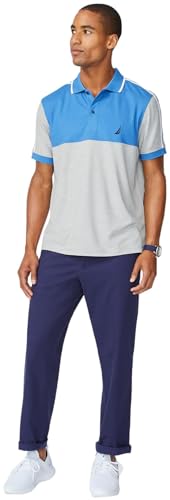 Nautica Men's Classic Fit Flat Front Stretch Solid Chino Deck Pants, Peacoat 40X342