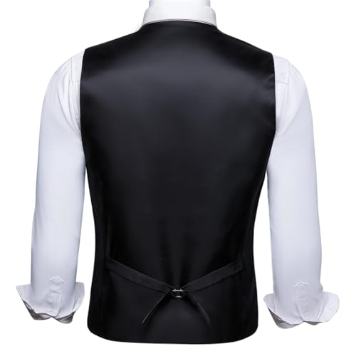 Men's Silk Wedding Waistcoat Set with Tie Pocket Square and Cufflinks for Suit or Tuxedo3