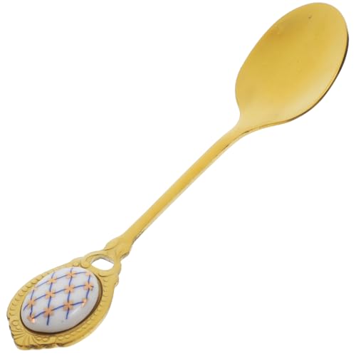 STOBAZA Cuchara para Café Reutilizable de Acero Inoxidable con Diseño y Acabado Dorado para Mezclar y Servir Postres Bebidas Calientes y Té Cuchara Pequeña para Café y Helados