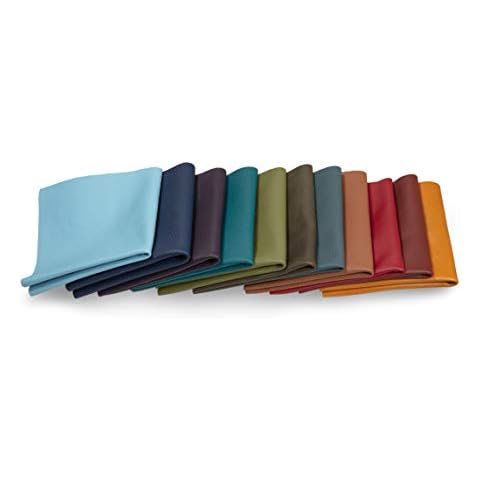 Leather Scraps - Pieces of Leather in Color Ideal for Craft Works, Extra Large, Quality Genuine Leather, Repair Bags, Textiles, Covering, Decoration, 2.2lb (1kg), Various Shades, Format A6 Cover