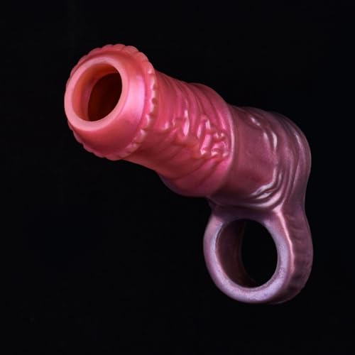 HCUDFN Funda de silicona for pene, consolador de caballo, funda for pene con anillo testicular, juguete sexual for hombres y parejas.(M)
